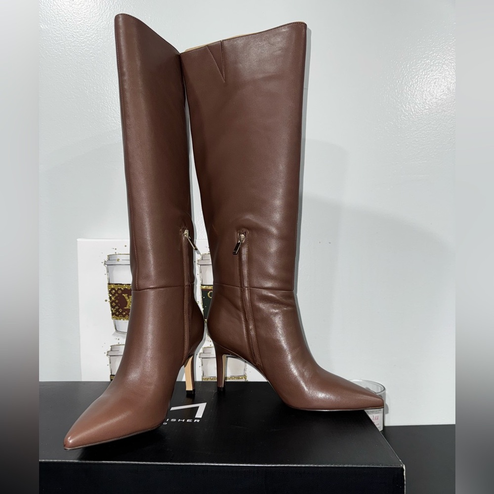 Marc Fisher LTD Georgiey Pointed Toe Knee High Boot In dark brown